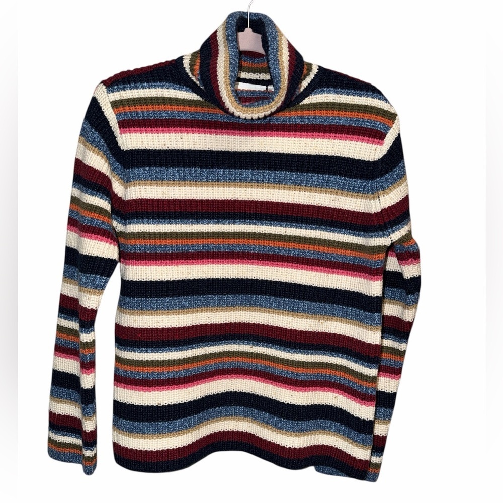 Liz Claiborne Striped Turtleneck Sweater - Navy, Red, Cream